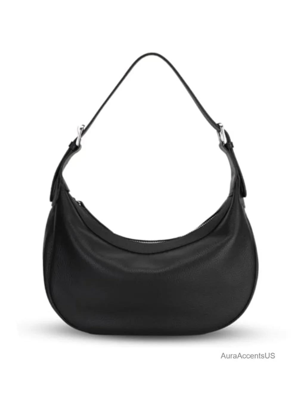 Genuine Leather Hobo Crossbody Bag with Two Adjustable Straps